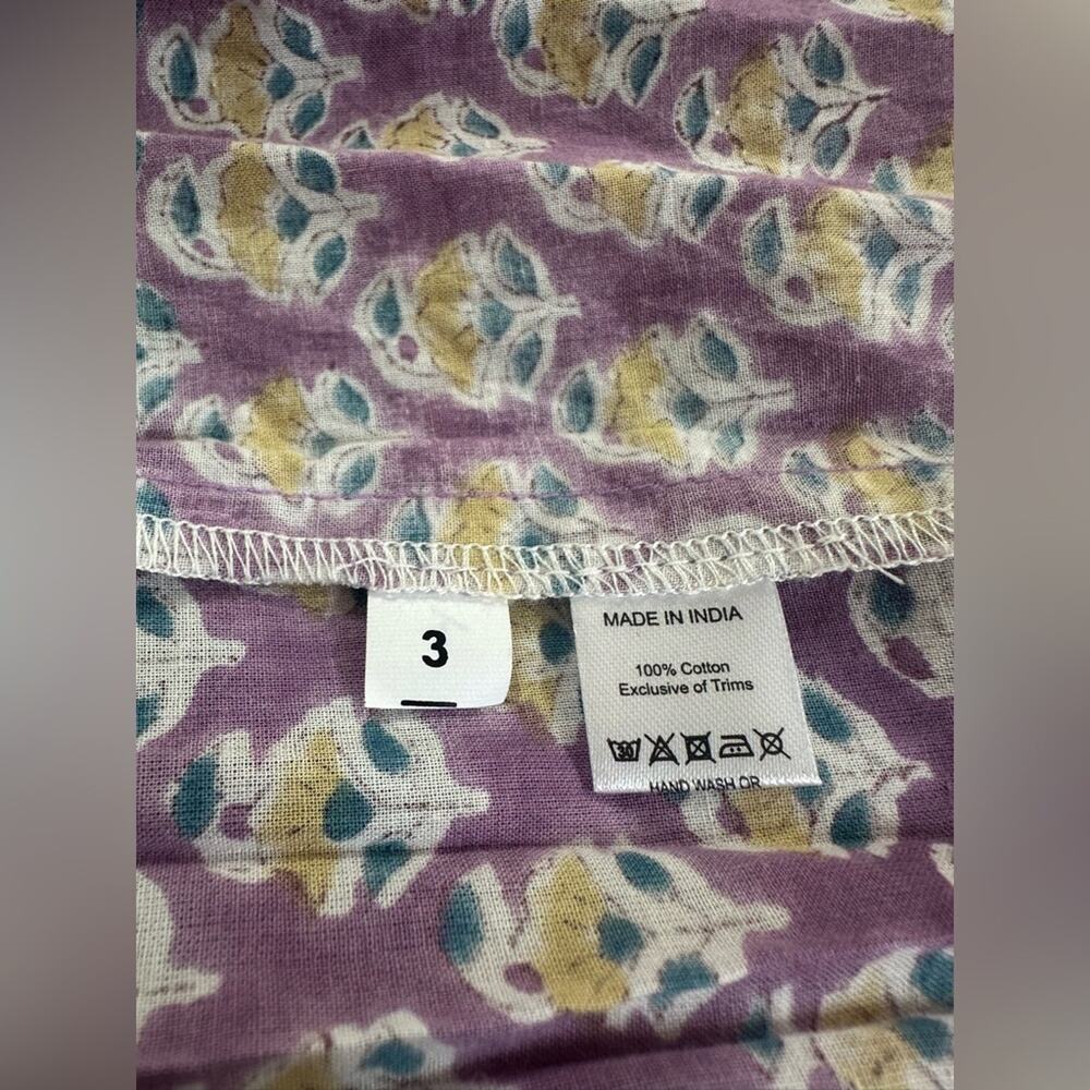 Sur La Vague Iris Caftan Dress Women 3 M/L Purple Indian Gauze Tiered Maxi EUC - Picture 8 of 9